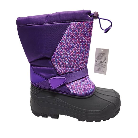 Girls Purple Winter Snow Boots Size 2 Knit Pattern Insulated - Picture 9 of 12